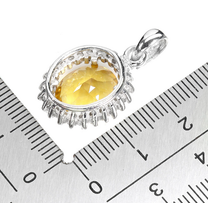 Oval Citrine 12x10mm White Topaz 925 Sterling Silver Pendant