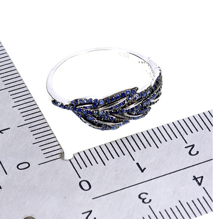 Blue Sapphire Round Diamond Cut 925 Sterling Silver Ring