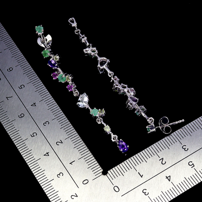 Pear Aquamarine 6x4mm Amethyst Emerald 925 Sterling Silver Earrings