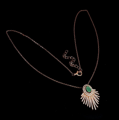 Emeralds and Cubic Zirconia 14-karat rose gold plating set