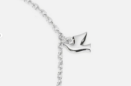 Elegant 925 Sterling Silver Dove Charm Bracelet – 14k White Gold Plated