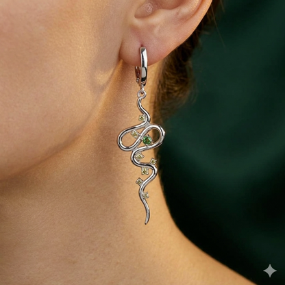 Natural Kenyan Green Tsavorite Garnet & Sapphire Drop Earrings 14K White Gold 925 Silver