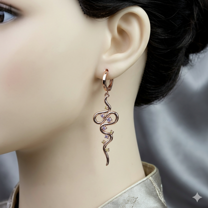 Natural Tanzanite Sapphire Cobra Drop Earrings 925 Sterling Silver 14K Gold Plated