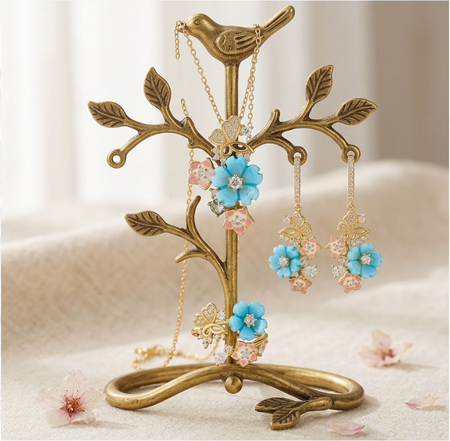 Sweet Blossom Elegance Set 14-karat Yellow gold plating