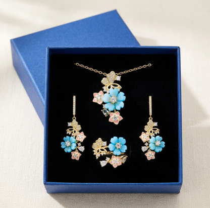 Sweet Blossom Elegance Set 14-karat Yellow gold plating