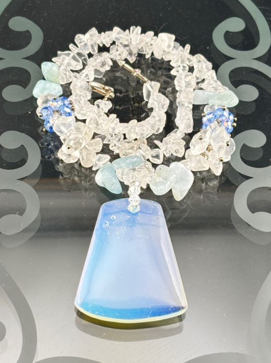 Natural Selenite Slice Necklace with Toggle Clasp