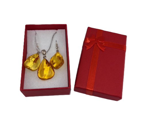 Baltic Amber Pendant and Earrings Set