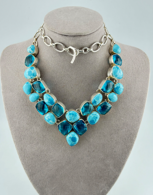 W9334 - Larimar & Topaz Necklace